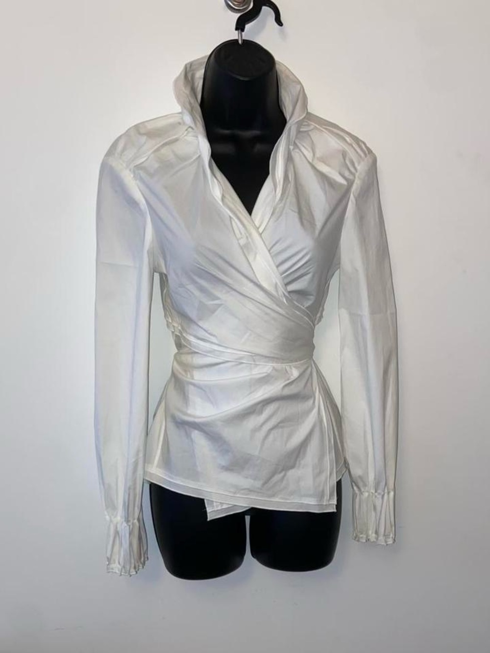 DKNY Vintage White Wrap Blouse
